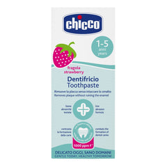 Chicco strawberry toothpaste for babies box for ages 1 to 5 years strawberry flavor low abrasion gentle formula