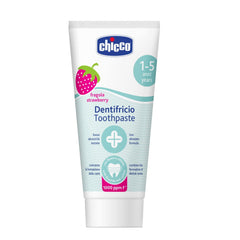 Chicco strawberry toothpaste for babies tube for 1 to 5 years low abrasion gentle fluoride formula