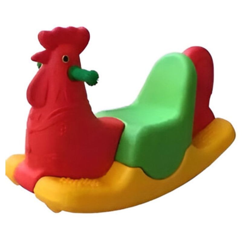 Huitich colorful chicken rocker ride on toy with red head, green seat, and yellow base for kids