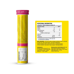 CHICNUTRIX skin glow effervescent tablets yellow tube with pink cap showing nutrition facts label