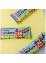 Protein wafers bar wrappers with chocolate hazelnut filling, two-pack view, gluten-free