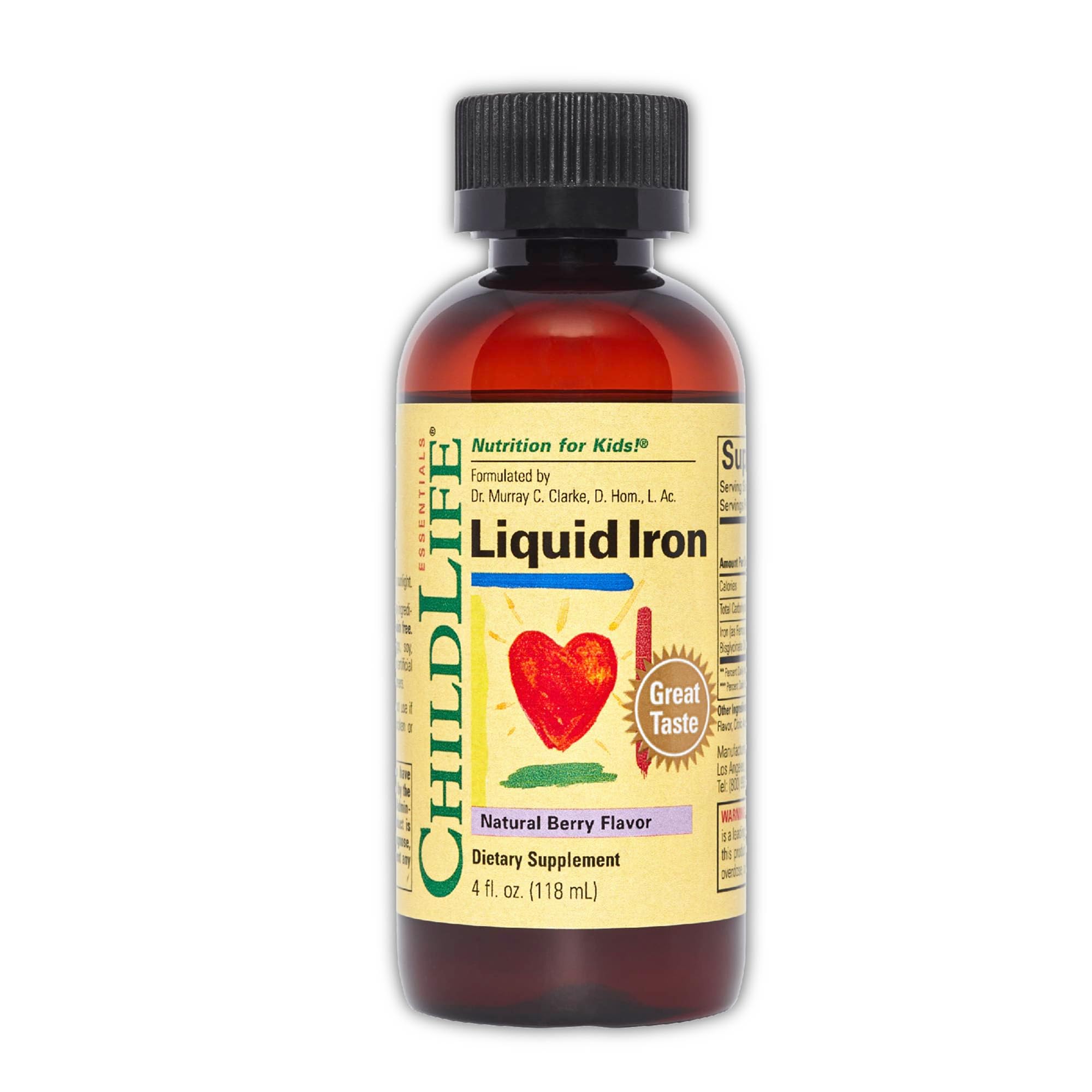 ChildLife Essentials Liquid Iron Supplement for Kids in Natural Berry Flavor, 4 oz bottle