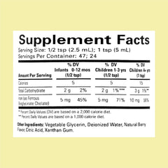 Childlife Essentials Liquid Iron Supplement for Kids with Supplement Facts and dosage information