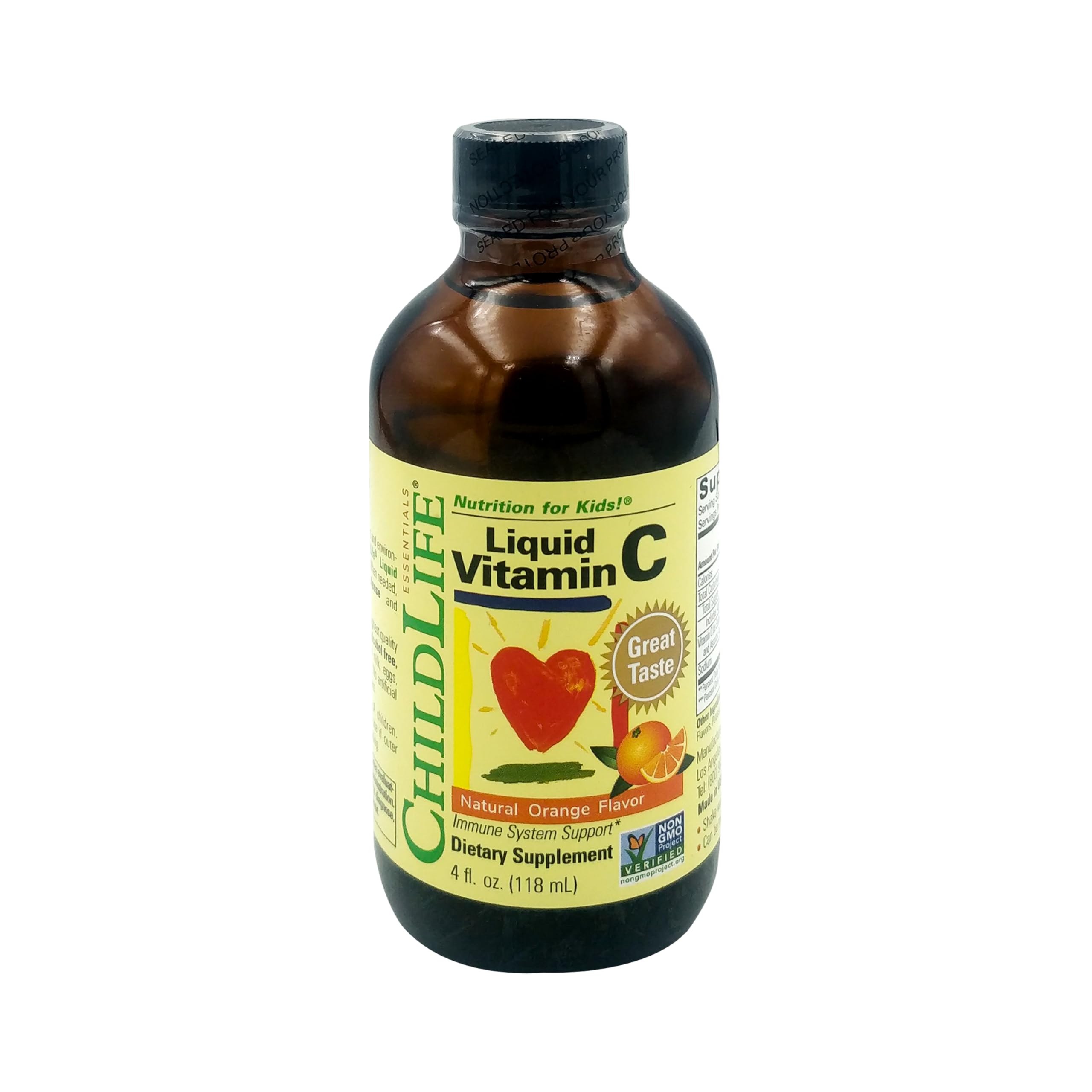 Child Life Liquid Vitamin C for kids in a 4 oz bottle with natural orange flavor for immune support