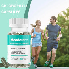 Mumzar Chlorophyll Capsules Deodorant Supplement for fresher underarms and improved breath with 30 capsules per bottle