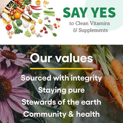 Mumzar chlorophyll capsules deodorant supplement surrounded by fresh vegetables and herbs for health and wellness