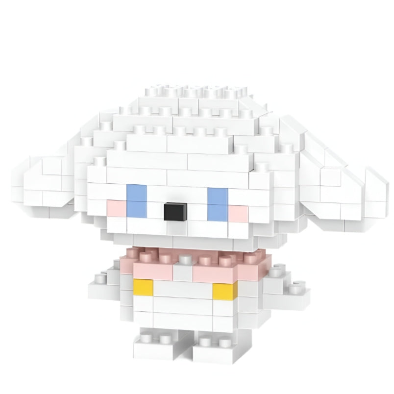 Huitich Cinnamoroll pixel block toy building set featuring a white character with blue eyes and pink cheeks