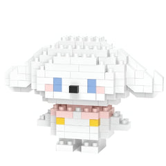 Huitich Cinnamoroll pixel block toy building set featuring a white character with blue eyes and pink cheeks
