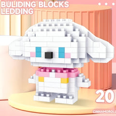 Huitich Cinnamoroll pixel block toy building set with white, pink, and blue pixel blocks