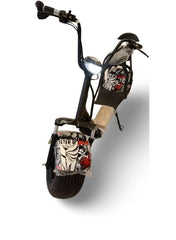 Huitich electric City Coco scooter 30 mph with wide tires and graffiti design on white background