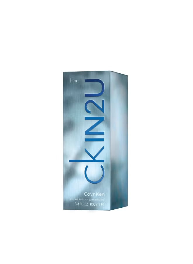 CK IN2U perfume for men by Calvin Klein in a sleek blue box packaging