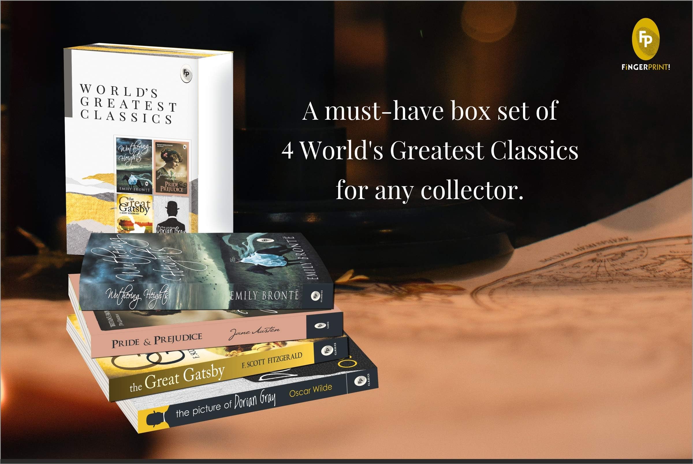 Classic literature box set featuring four world's greatest classics including Pride and Prejudice and The Great Gatsby