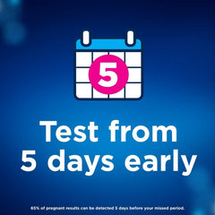 Clearblue digital pregnancy test UAE ad showing calendar icon with number 5 and text Test from 5 days early