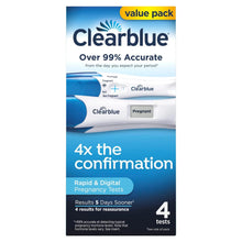 Clearblue value pack pregnancy test box, 4-count, rapid & digital pregnancy tests