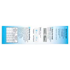 Clearblue pregnancy test combo pack box side panel showing blue instruction strip with result icons and usage steps