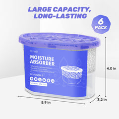 CLEVAST Moisture Absorber Boxes for Closets 6 Pack - Mumzar