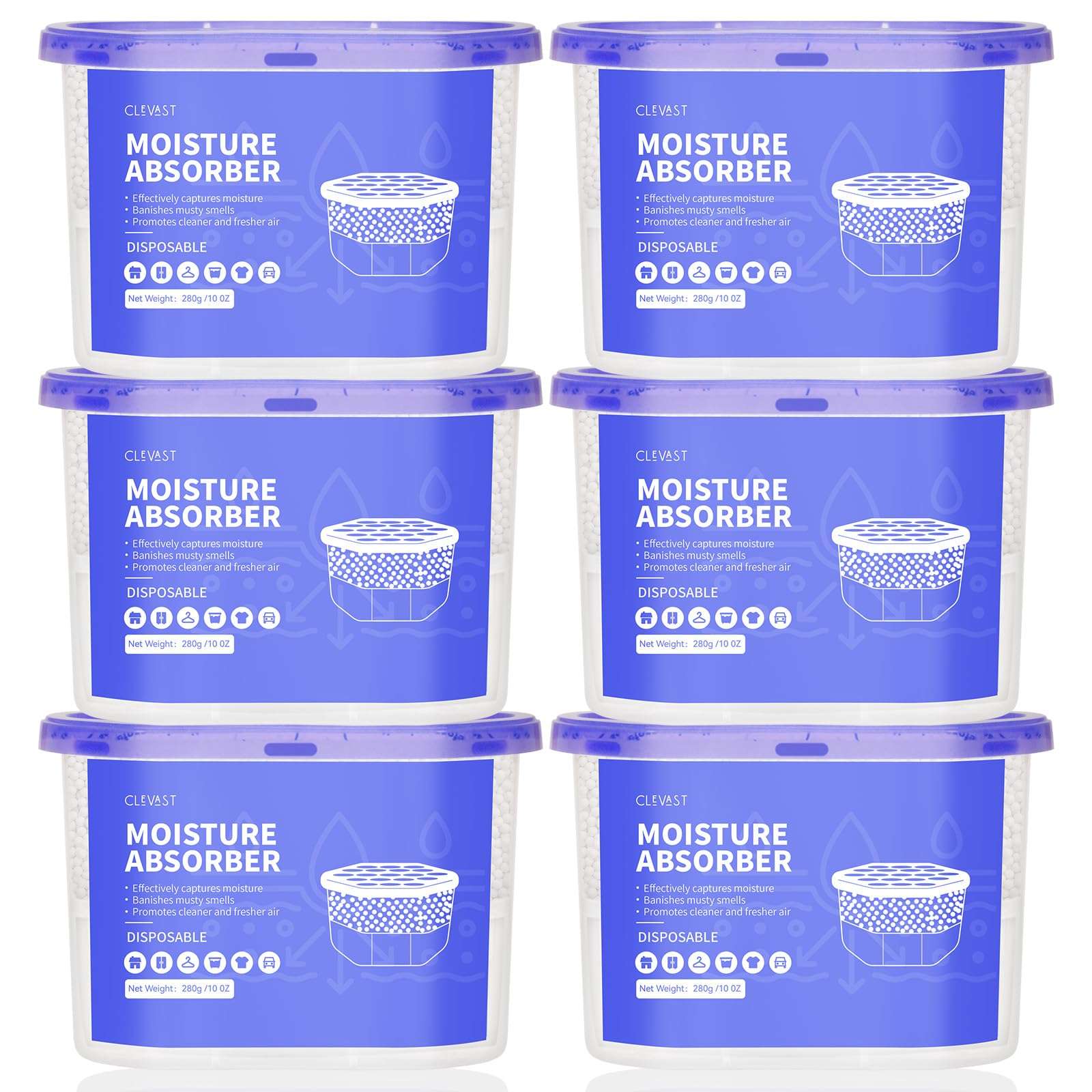 CLEVAST Moisture Absorber Boxes for Closets 6 Pack - Mumzar