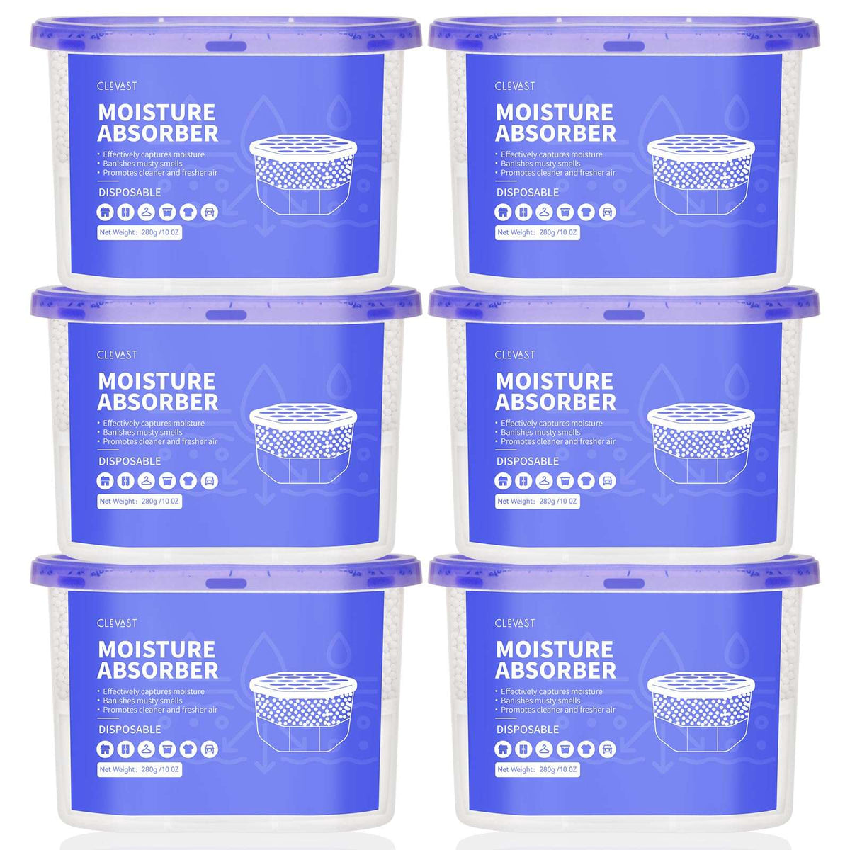 CLEVAST Moisture Absorber Boxes for Closets 6 Pack - Mumzar