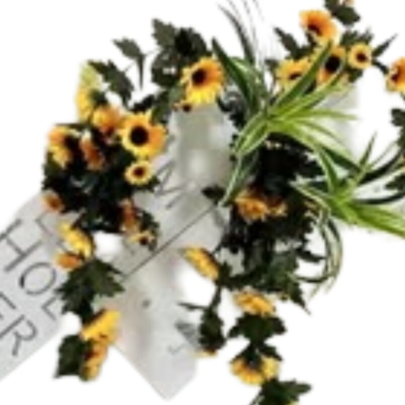 Huitich artificial sunflower wall hanging with vibrant yellow flowers and green leaves for home decor