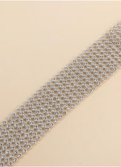 Hutich crystal rhinestone choker necklace with multiple rows of sparkling silver rhinestones