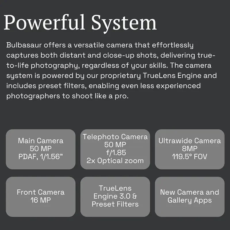 CMF Phone 2 Pro Global Version image showing camera specs 50MP main 50MP telephoto 8MP ultrawide 16MP TrueLens 3