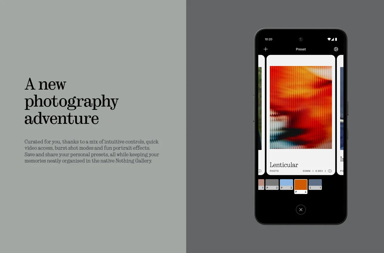 CMF Phone 2 Pro Global Version showcasing phone displaying photo editing app with colorful presets and new photography text