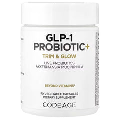 Codeage GLP-1 probiotic supplement UAE in a white bottle containing 90 vegetable capsules