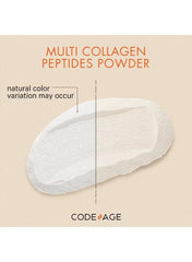 Codeage multi collagen peptides powder in its natural form with a smooth texture and color variation