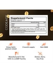 Codeage multi collagen peptides powder supplement facts with serving size and benefits listed
