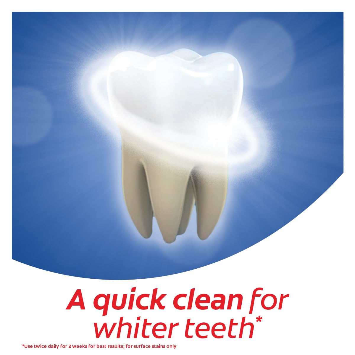Glowing white tooth illustration representing Colgate Optic White toothpaste UAE for whiter teeth
