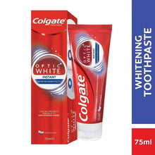 Colgate Optic White instant whitening toothpaste box and tube, 75 ml