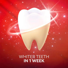 Whitening toothpaste tooth graphic with bright sparkle highlights