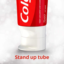Colgate Optic White Extra Power whitening toothpaste tube, red and white, 75 ml