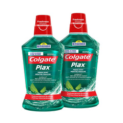 Colgate Plax Fresh Mint Mouthwash 500ml twin pack two green bottles fresh mint mouthwash for daily use
