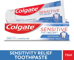 Colgate Sensitive Pro Relief Whitening Toothpaste 75ml tube and box for instant sensitivity relief