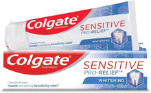Colgate Sensitive Pro-Relief whitening toothpaste, tube and box pack