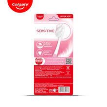 Colgate Sensitive+ ultra-soft toothbrush pack box, rear view