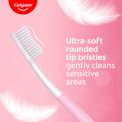 Colgate sensitive toothbrush pack ultra soft rounded tip bristles pink handle gently cleans sensitive areas
