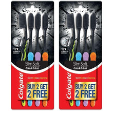 Pack of 2 SlimSoft charcoal toothbrushes with soft bristles on slim handles