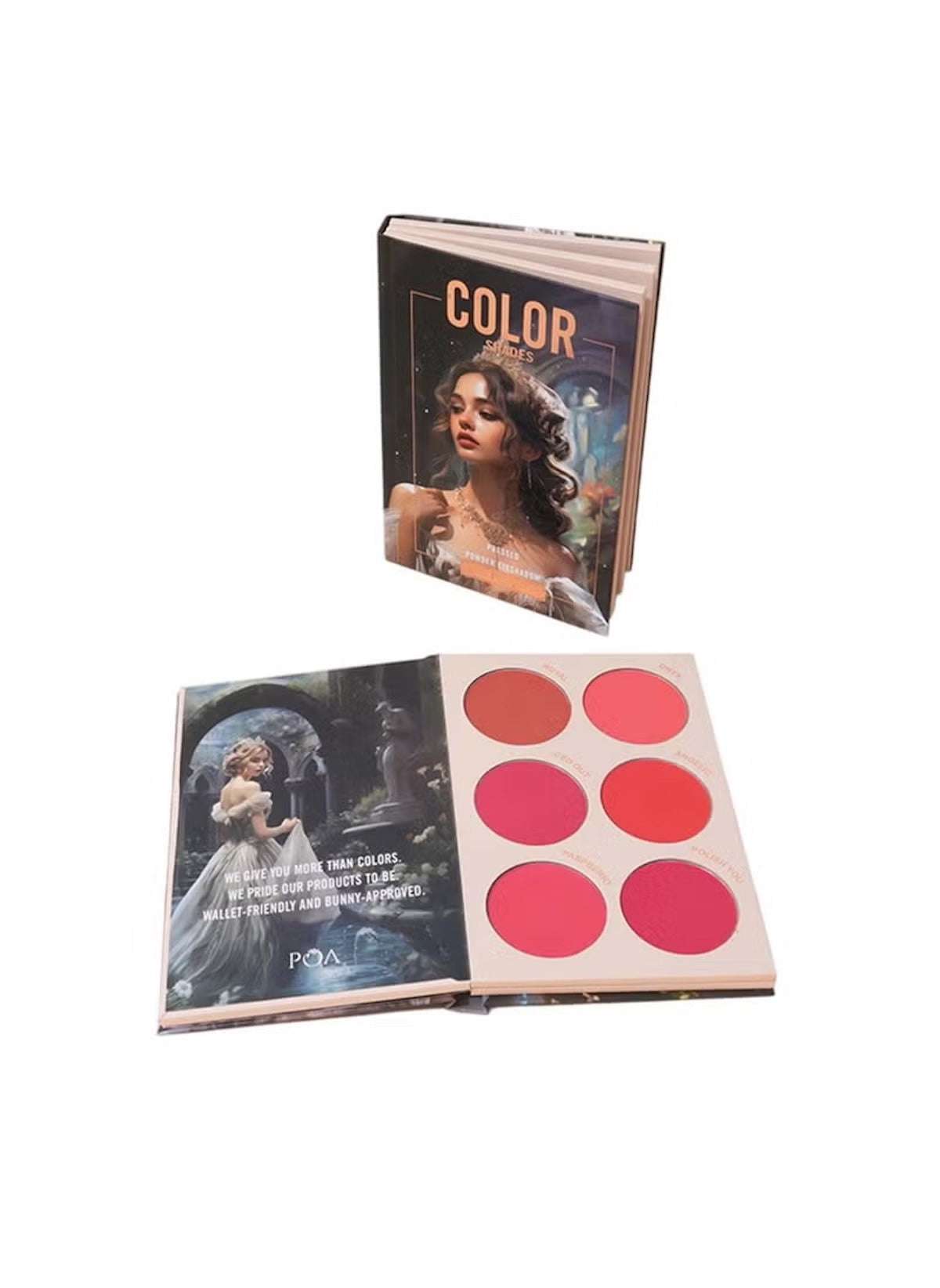 Huitich blendable blush and eyeshadow kit featuring six vibrant shades in a compact palette