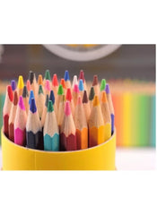 Huitich wooden colored pencils for drawing and coloring in a yellow container with various vibrant colors