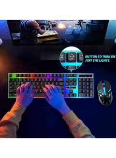 Huitich gaming keyboard and mouse set with colorful backlit keyboard for gamers and ergonomic design