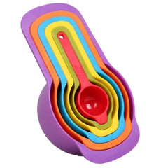 Huitich colorful measuring cups for baking in purple, orange, blue, yellow, and red nested set