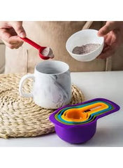Huitich colorful measuring cups for baking in various sizes nested together on kitchen counter