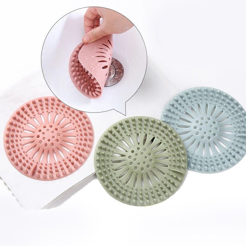 Huitich colorful shower drain strainer pack of silicone filters in pink green and blue for bathroom drains