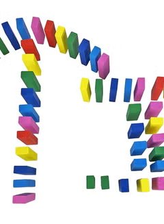 Huitich Jinga traditional stacking colorful timber block building set arranged in a domino pattern