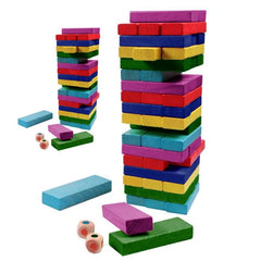 Huitich Jinga traditional stacking colorful timber block building set with various colored rectangular blocks and dice