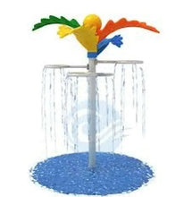 Water fountain with colorful palm tree topper and blue water basin, 120×270 cm