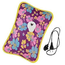 Floral electric heating pad with controller and black power cord, purple blue flower cover