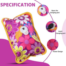 Floral electric heating pad with charging port and white controller insert, purple flower pattern